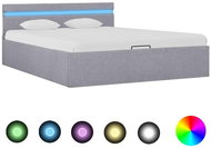 Bed frame storage space LED light gray textile 120x200 cm - Bed Frame