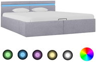 Bed frame storage space LED light gray textile 160x200 cm - Bed Frame