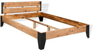 Bed frame, solid acacia and steel, 140x200 cm - Bed Frame