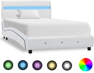 Bed frame with LED light white faux leather 90x200 cm - Bed Frame