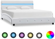 Bed frame with LED white faux leather 120x200 cm - Bed Frame