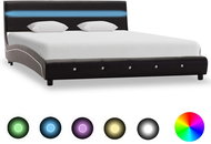 Bed frame with LED light black faux leather 120x200 cm - Bed Frame