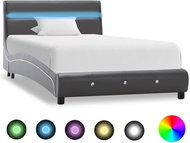 Bed frame with LED gray faux leather 90x200 cm - Bed Frame
