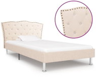 Bed frame beige textile 90x200 cm - Bed Frame