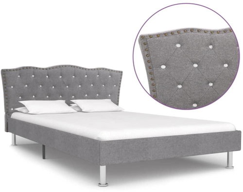 Bed frame light gray textile 120x200 cm - Bed Frame - Main image