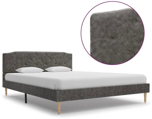 Bed frame dark gray textile 140x200 cm - Bed Frame - Main image