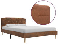 Bed frame brown faux brushed leather 120x200 cm - Bed Frame