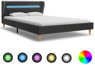 Bed frame with LED light dark gray jute 120x200 cm - Bed Frame