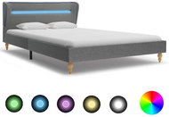 Bed frame with LED light light gray textile 140x200 cm - Bed Frame