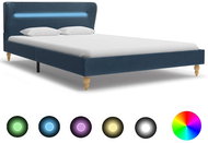 Bed frame with LED light blue textile 140x200 cm - Bed Frame