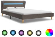 Bed frame with LED light taupe textile 140x200 cm - Bed Frame