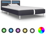 Bed frame with LED light black faux leather 90x200 cm - Bed Frame