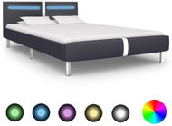 Bed frame with LED light black faux leather 140x200 cm - Bed Frame