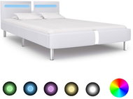 Bed frame with LED white faux leather 120x200 cm - Bed Frame