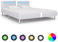 Bed frame with LED light white faux leather 180x200 cm - Bed Frame
