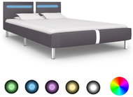 Bed frame with LED gray faux leather 120x200 cm - Bed Frame