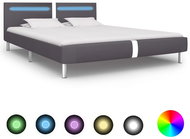 Bed frame with LED light gray faux leather 180x200 cm - Bed Frame