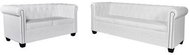 Chesterfield Sofas Two-seater and Three-seater Faux Leather White - Sofa