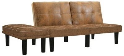 2-seater Sofa Brown Artificial Brushed Leather - Couch - Main image
