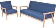 2-piece Sofa with Textile Upholstery, Blue - Sofa