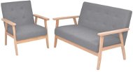 2-piece Sofa, Light Grey Textile Upholstery - Sofa