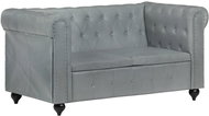 Pohovka 2místná pohovka Chesterfield šedá pravá kůže - Pohovka