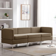 3-piece Sofa Textile, Brown - Sofa