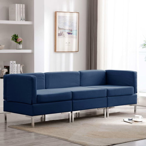 3-piece Sofa Textile Blue - Sofa - Main image