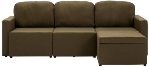 Pohovka 3místná modulová rozkládací pohovka hnědá textil - Pohovka - Main image