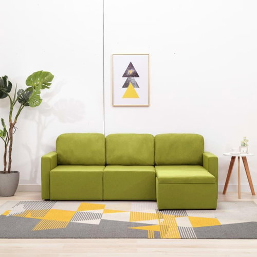 Pohovka 3místná modulová rozkládací pohovka zelená textil - Pohovka - Main image