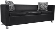 Pohovka 3místná pohovka umělá kůže černá - Pohovka