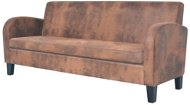 3-seater sofa with artificial suede upholstery brown - Couch