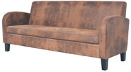 3-seater sofa with artificial suede upholstery brown - Couch