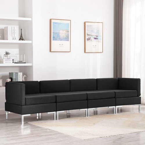 4-piece Sofa, Textile, Black - Sofa - Main image