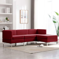 4-piece Sofa, Textile, Burgundy - Sofa