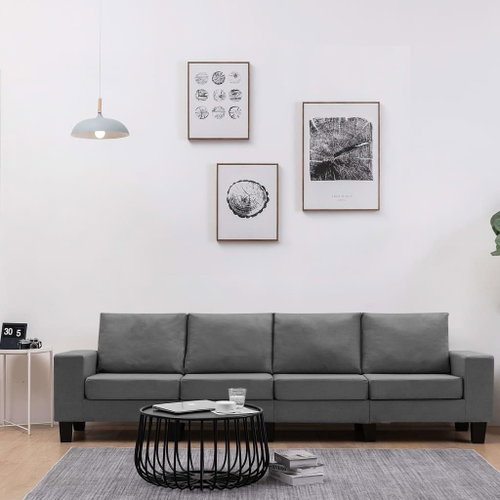 Pohovka 4místná pohovka tmavě šedá textil - Pohovka - Main image