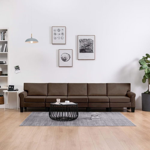 Pohovka 5místná pohovka hnědá textil - Pohovka - Main image
