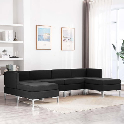 6-piece sofa textile black - Sofa - Main image