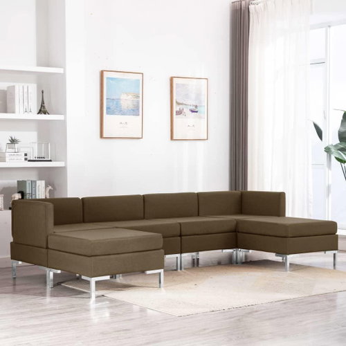 6-piece Sofa Textile, Brown - Sofa - Main image