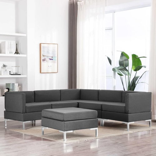 6-piece sofa textile dark gray - Sofa - Main image
