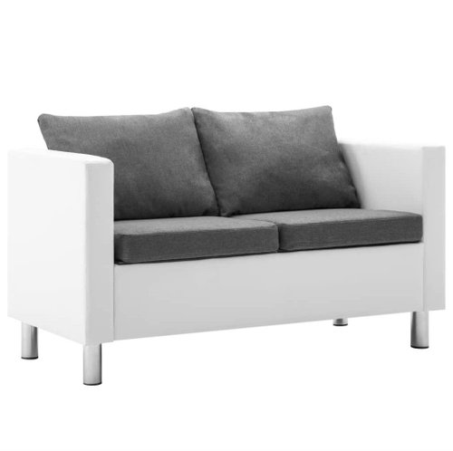Two-seater made of artificial leather white and light gray - Couch - Main image