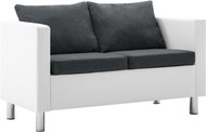 Two-seater made of artificial leather white and dark gray - Couch