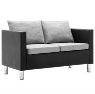 Double seat made of faux leather black and light gray - Couch