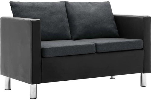 Double seat made of artificial leather black and dark gray - Couch - Main image