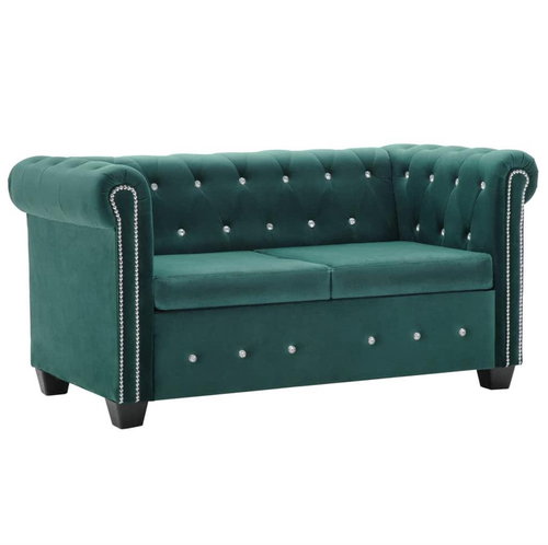Chesterfield two-seater velvet 146 x 75 x 72 cm green - Couch - Main image