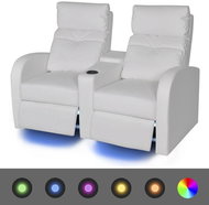 LED adjustable two-seater chair faux leather white - Armchair