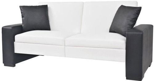 Adjustable sofa bed with armrests, PVC, white - Couch - Main image