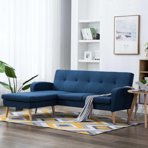 Corner sofa with textile upholstery 186 x 136 x 79 cm blue - Couch - Main image