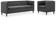 Chesterfield sofa set 2 pieces of dark gray textile upholstery - Sofa