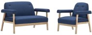 Sofa Set for 3 People, 2 Pieces of Textile Upholstery, Blue - Sofa